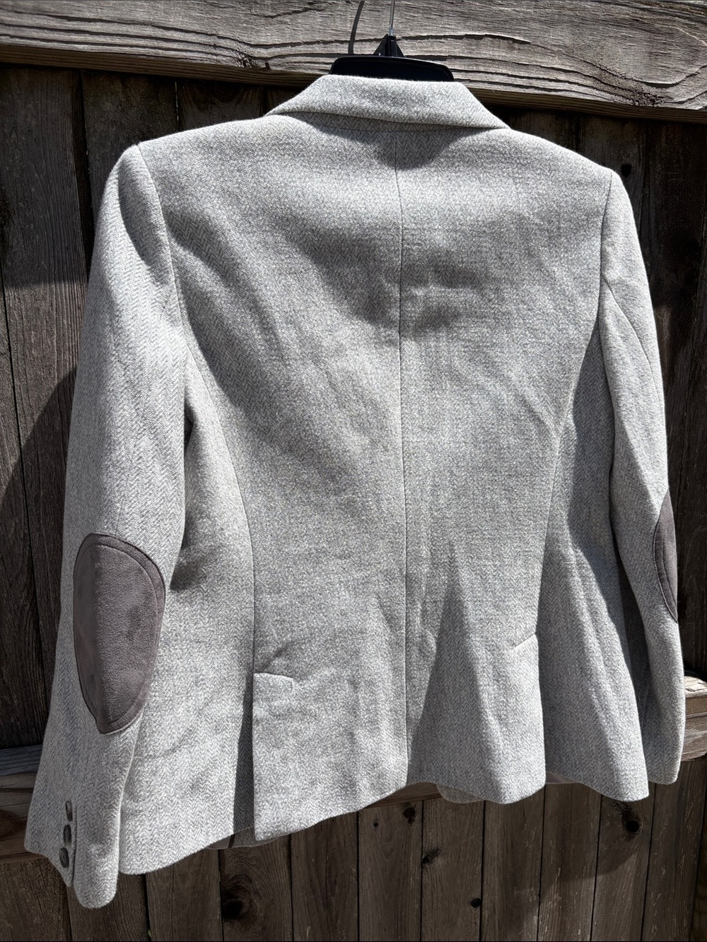 Loft 4P silver cotton herringbone blazer with elbow patches. - Picture 6 of 6